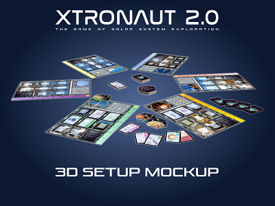 Xtronaut 2.0 3D Setup Mockup 3d board game boardgame design digital 3d game art space
