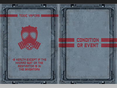 Toxic Vapors Condition boardgame card card game cardgame condition design future futuristic game art gas mask graphicdesign icon sciencefiction scifi space typography