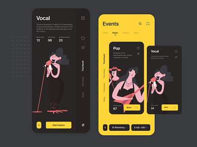 Event App app cards concept creative daily ui design event graphic illustraion inspiration interface iphone mobile ui ux web webdesign