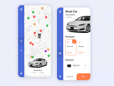 Tesla Car Sharing App app auto automobile booking car daily ui design inspiration interface ios ios app ride sharing trip ui ux