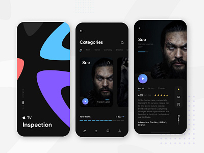 I TV app films and movies app cinema creative daily ui design films illustration inspiration interface mobile mobile ui movies tv ui ux watch
