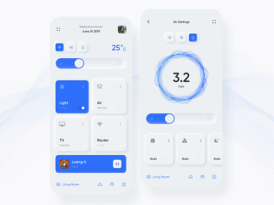 Neumorphism Smart Home app app design illustration inspiration interface mobile neumorphism smart smarthome ui ux vector