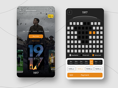 Reserving cinema ticket app appdesign dark mode design interface iran ui uidesign user interface uxdesign