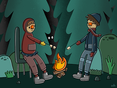 Happy Campers art camping digital digital art fire friends illustration illustrator nature sketchbook