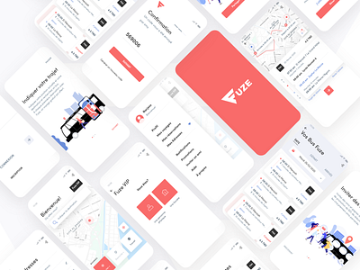 Fuze UX/UI design Mobile App adobe xd application tablette branding creative direction dark mode flat design illustration minimalism mobile app mobile app design onboarding public transport style guide ui user centred design user flow user interface ux uxui