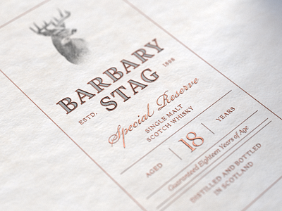 Barbary Stag Whiskey Label alcohol design film food food and beverage hospitality illustration label liquor logo packaging whiskey