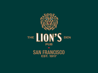 The Lion's Den Pub alcohol bar brand and identity branding hospitality icon lion logo monogram pub san francisco typography