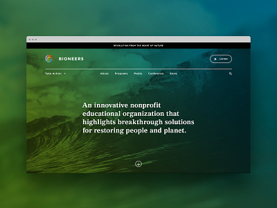 Bioneers - Homepage digital digital product homepage landing page ux ui web website