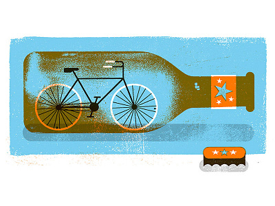 Bike in bottle illustration texture