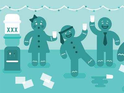 Don't drink too much at the holiday party illustration