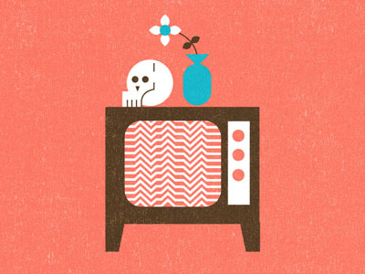 Skull,TV, Flower