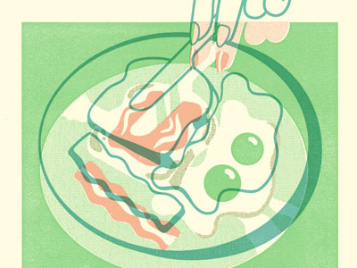 Ariel Pink! bacon breakfast eggs gigposter illustration toast