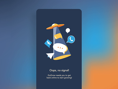 Oops, no signal! 404 / UFO 404 animation dark dark app dark ui facebook grow growing interface json lottie lottiefiles message no signal onboarding screen onboarding ui sms telegram ufo whatsapp