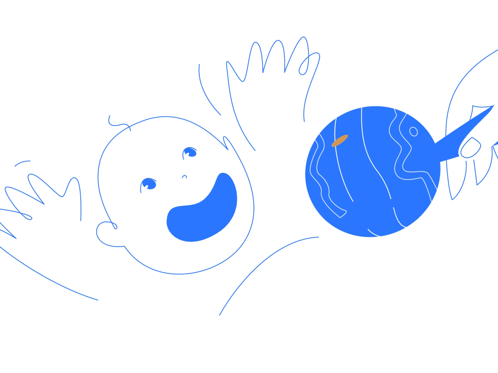 Trembita: Baby babe baby beanbag blue and white care child hands illustraion infant json lineart lottie regard scene stroke white and blue