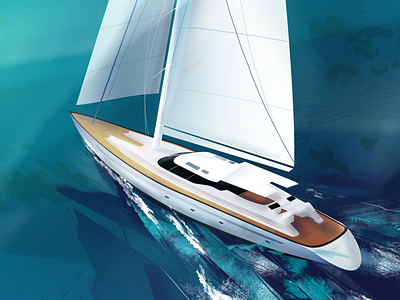 Boat in Grunge 2d beach boat grunge illustration paint sea wave