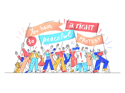 Peaceful protest: main page 2d banners crowd illustration ipad pro procreate protest rights