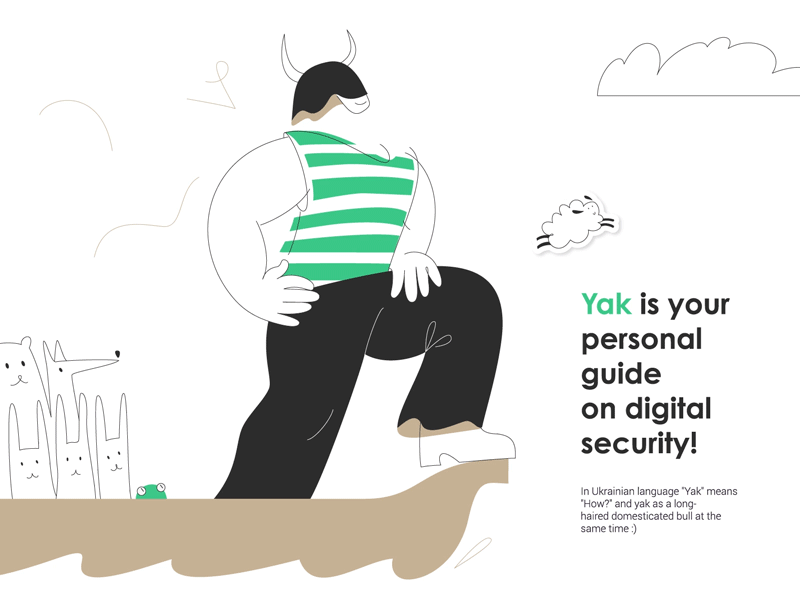Yak is your personal guide on digital security! boat digital security guide hero illustration lineart mascot noahs ark sheep yak zoo