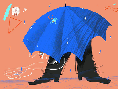 Fall rainy days 2d 30daychallenge challenge drops frog glasses guy hand illustration ipad pro procreate rain umbrella