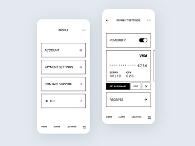 Payment Settings - Minimalist App Concept Design