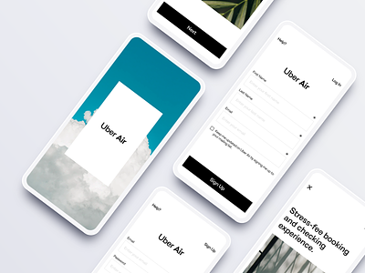 Uber Air - Concept Design app app design clean identity log in page minimalist sign up page travel design uber uber air uber design uidesign