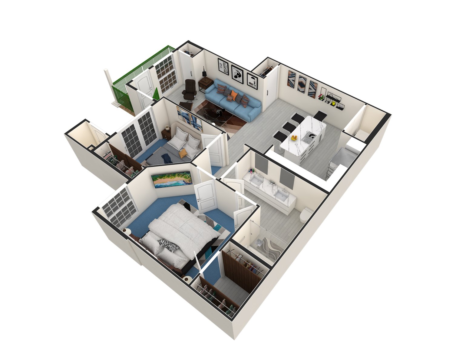 Apartment Unit 3D Floorplan. by Sadi Mohammed on Dribbble