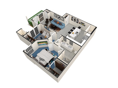Apartment Unit 3D Floorplan.