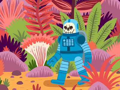 Discovery astronaut bright colourful digital sci fi science fiction skeleton spaceman