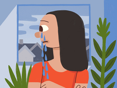 Melancholy blue digital editorial girl illustration painting person portrait sad sadness woman