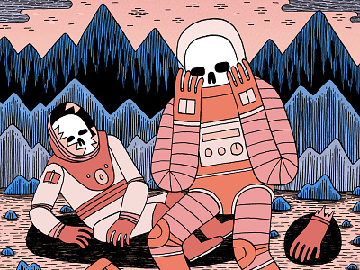 Death in Space astronauts drawing illustration space