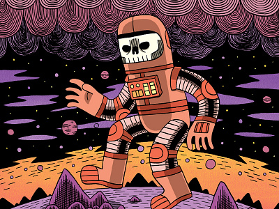 Dead Orbit astronaut digital art drawing illustration skull