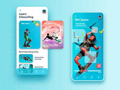 Kitesurfing Course App app app design blue design kite kiteboarding kitesurf kitesurfing mobile mobile app mobile design sport surf surfing ui ux water watercolour