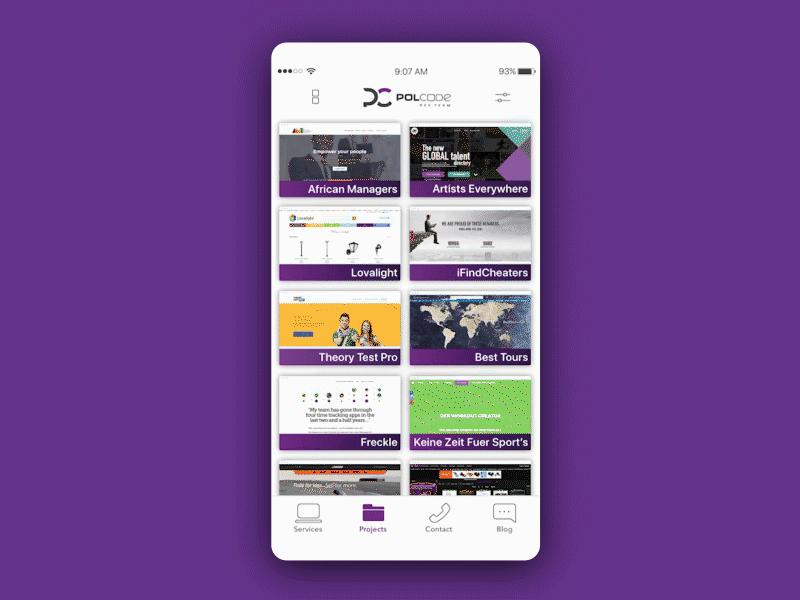 Polcode - Projects - Filter By - Interaction aftereffects animation app app design design mobile purple ui ux