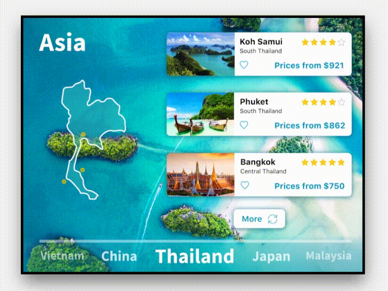 Travel Application - Asia aftereffects animation app design asia china design invision studio thailand travel trip ui ux web web design