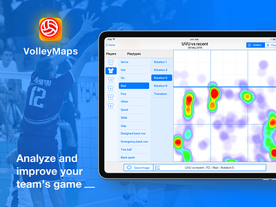 VolleyMaps - IOS application for analysing volleyball team play america analyse analysis app app design design heatmap ios ipad logo play sport states tablet team ui united states usa ux volleyball