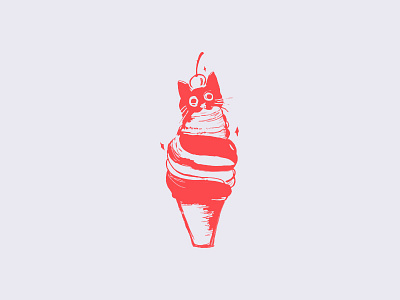 pusscream cat icecream illustration