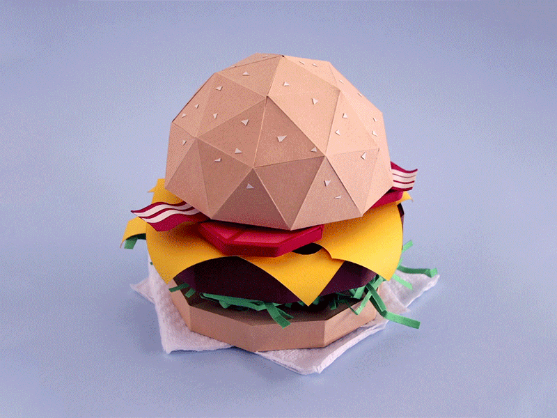 Hello, Dribbble! Have a burger... burger paper art paper artist papercraft stopmotion tactile design tactile illustration