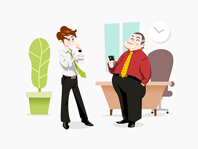 Let's Get to Work! boss employer flat illustration office web design