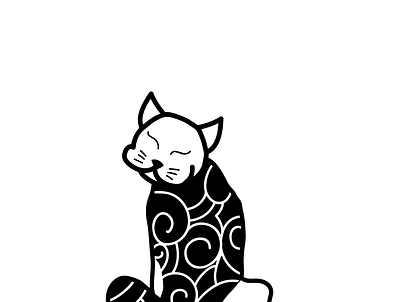 Monmon cat cat japan minimalism oriental tattoo tattoo art