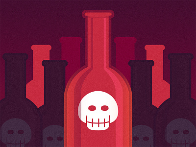 Bottle of death bottle illustration illustrator minimalistic red skull vector