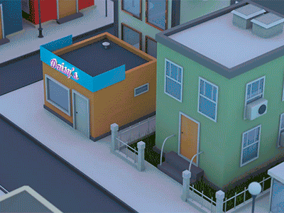 Tiny town 3d animation building cinema cinema4d city grass house model modelling sun town