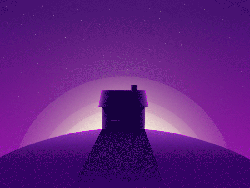 Little house on the prairie after effects animation gif illustration particular purple smoke sun
