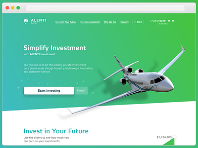 Investment Page of the Financial Group finance financial landing page ui website