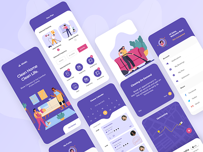 Book a House Cleaning - XD Freebie app booking cleaning design house house cleaning illustration minimal mobile ui