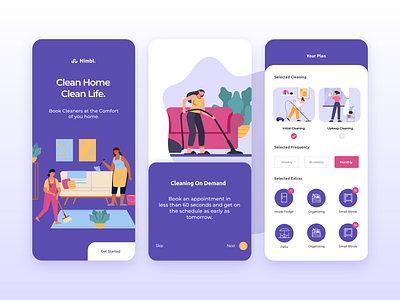 Easy Home Cleaning app branding cleaning design home icon illustration minimal mobile typography ui ux