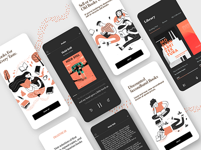 Book App app book buy design ebook illustration minimal mobile read ui vector