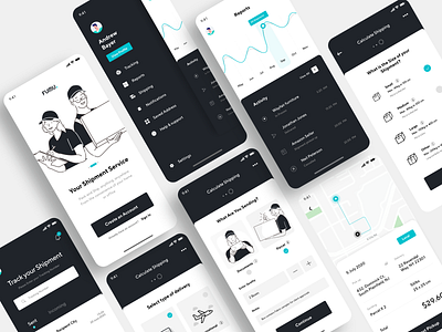 Fumu - Making Shipping Easy clean delivery delivery app illustration package shipment shipping track ui