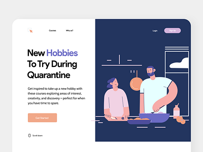 Hobbies Landining Page clean cooking design hobbies illustration landing page minimal