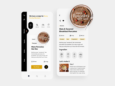 Recipe App app clean design food illustration minimal mobile recipe recipe book ui