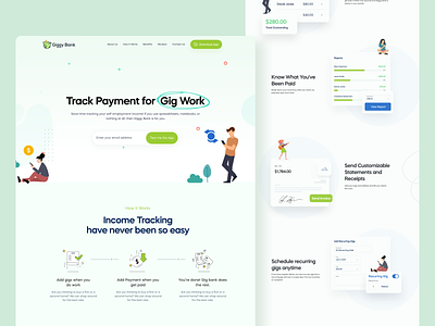 Income Tracking Landing Page app branding clean design illustration landing page minimal mobile ui website