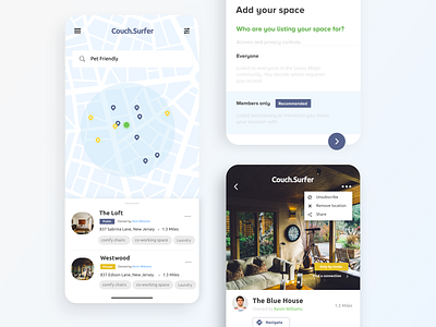 Couch Surfer App app couch surfer dailyui design minimal mobile stay ui